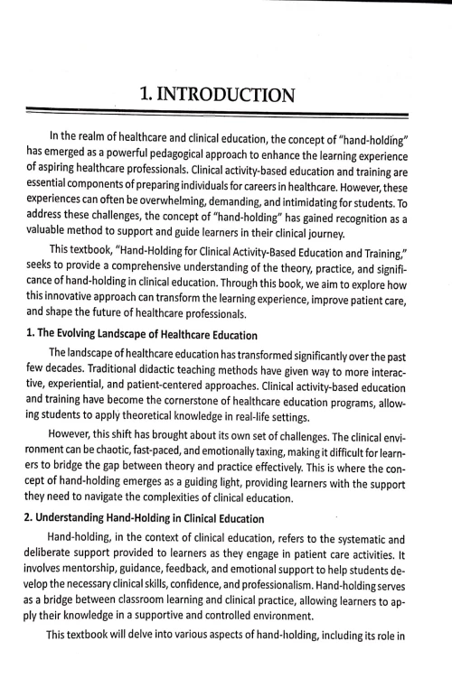 Text Book on Hand-Holding for Clinical Activity